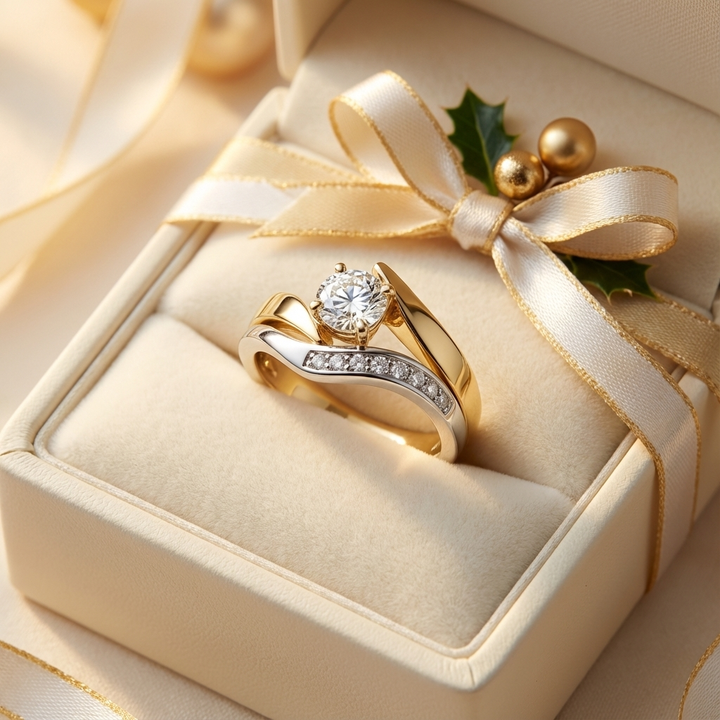 Irregular Gold &amp; Silver Zirconia Ring