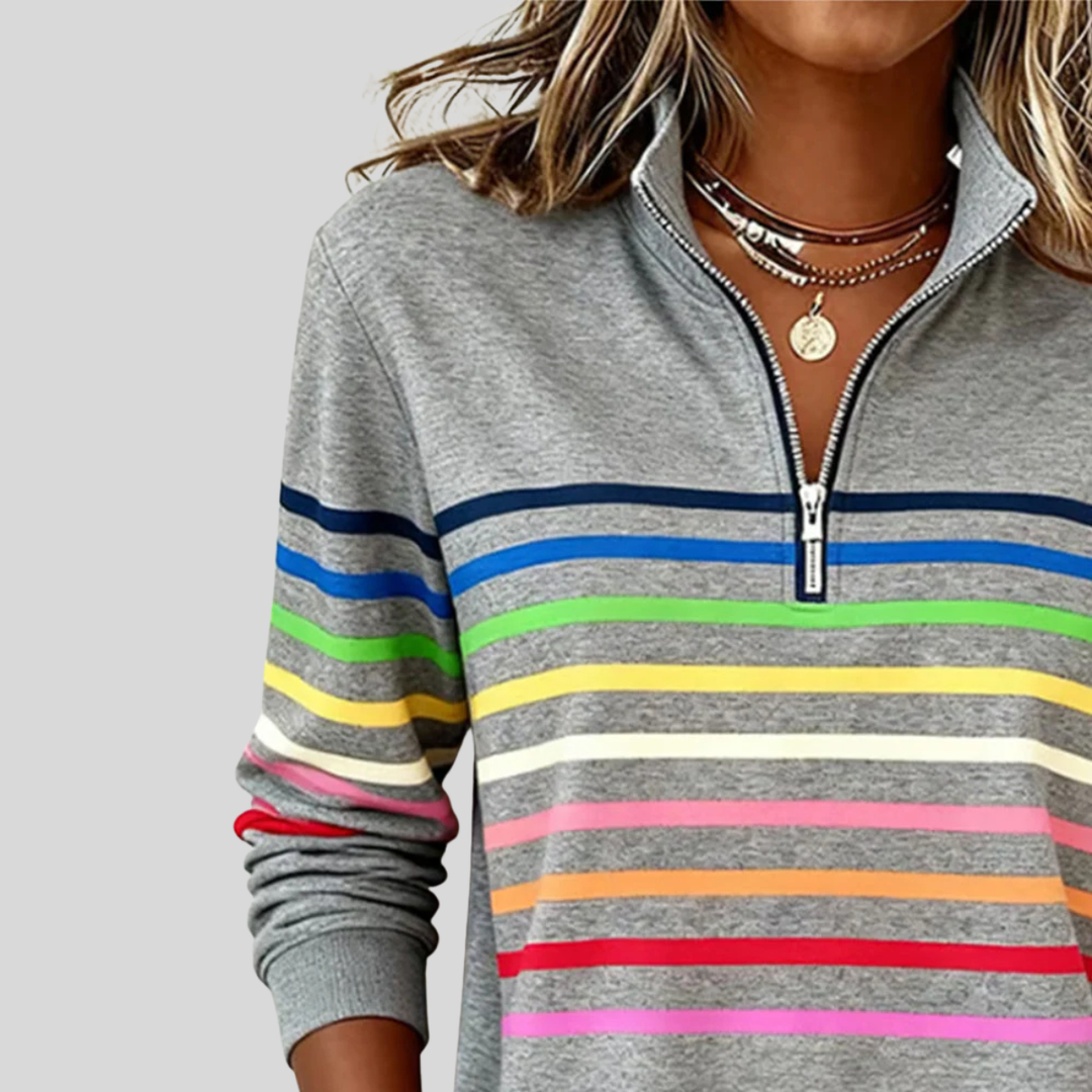 Prismeta striped quarter-zip sweatshirt for women