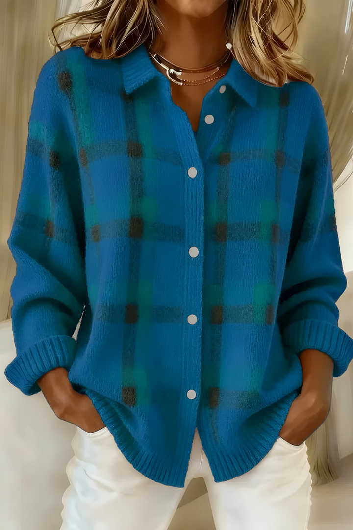 Candela checked shirt cardigan for women