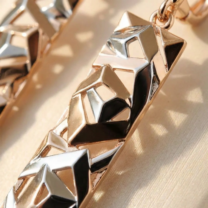 Rectangular Gold &amp; Silver Earrings