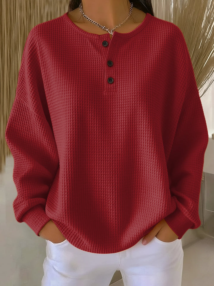 Marlowe waffle henley sweatshirt for women