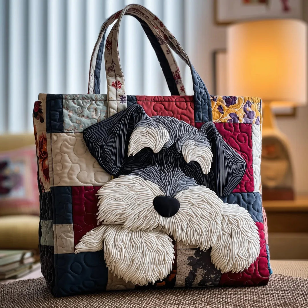 Schnauzer handmade quilted tote for women