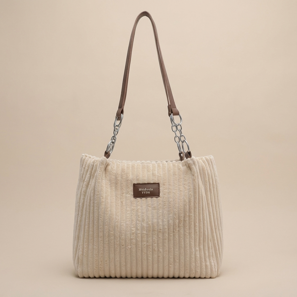 The Corduroy Tote Cream - Classic Elegance Reimagined