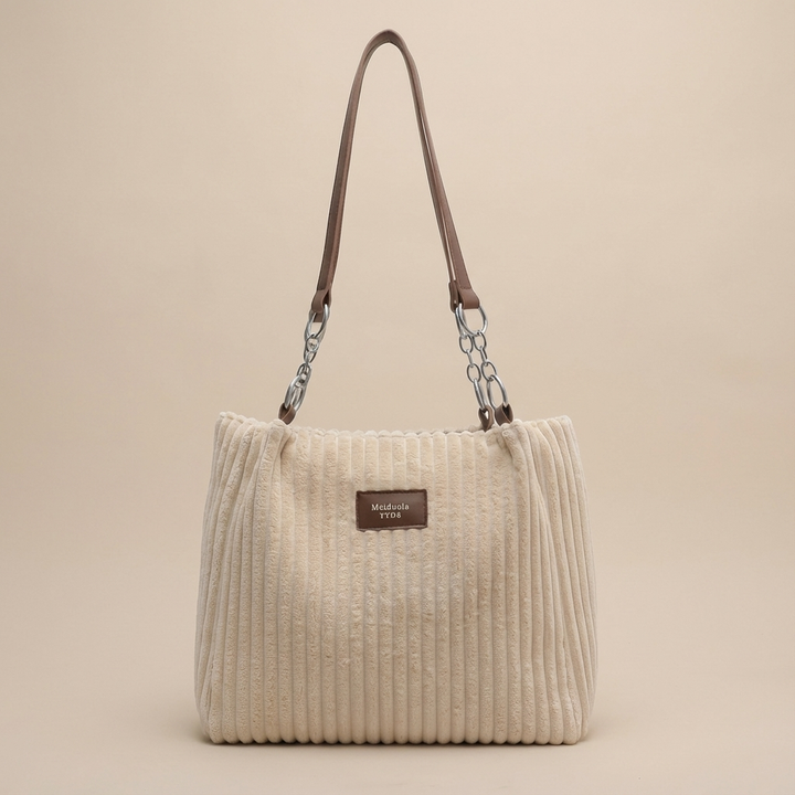 The Corduroy Tote Cream - Classic Elegance Reimagined