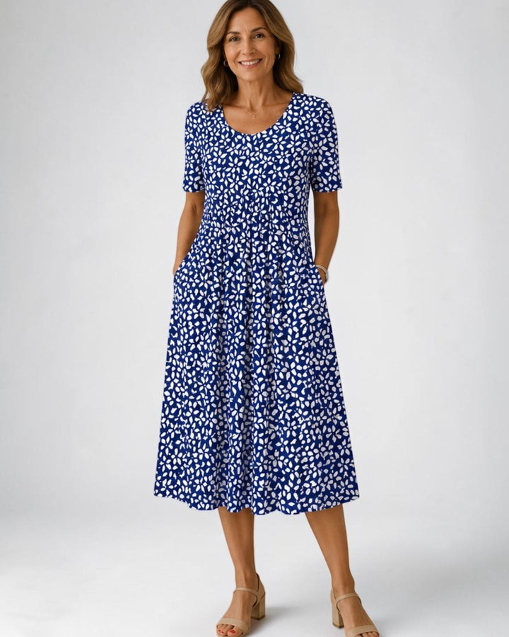 Geneviève | Classic Printed Midi Dress