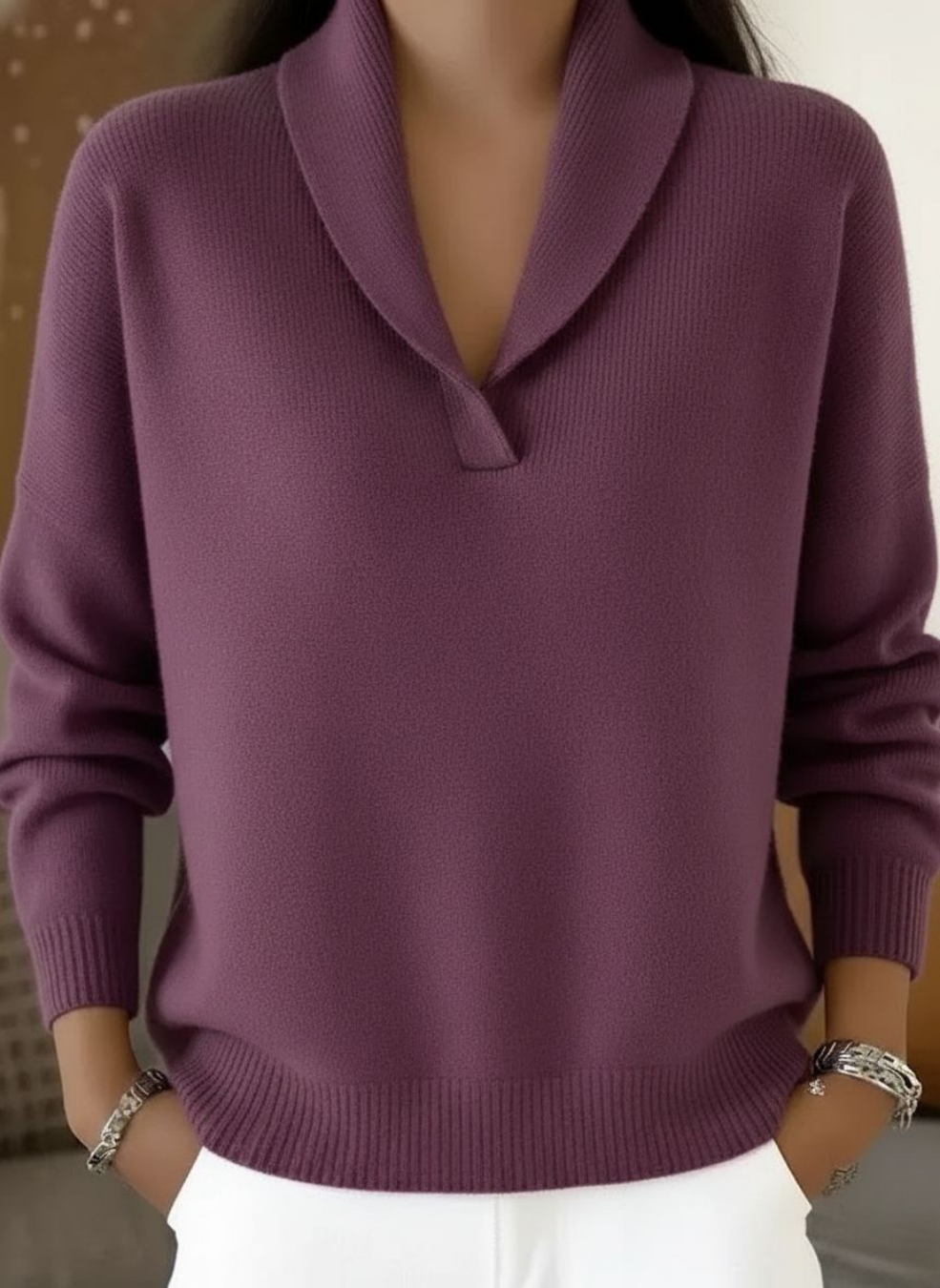 Encarna draped shawl collar sweater for women