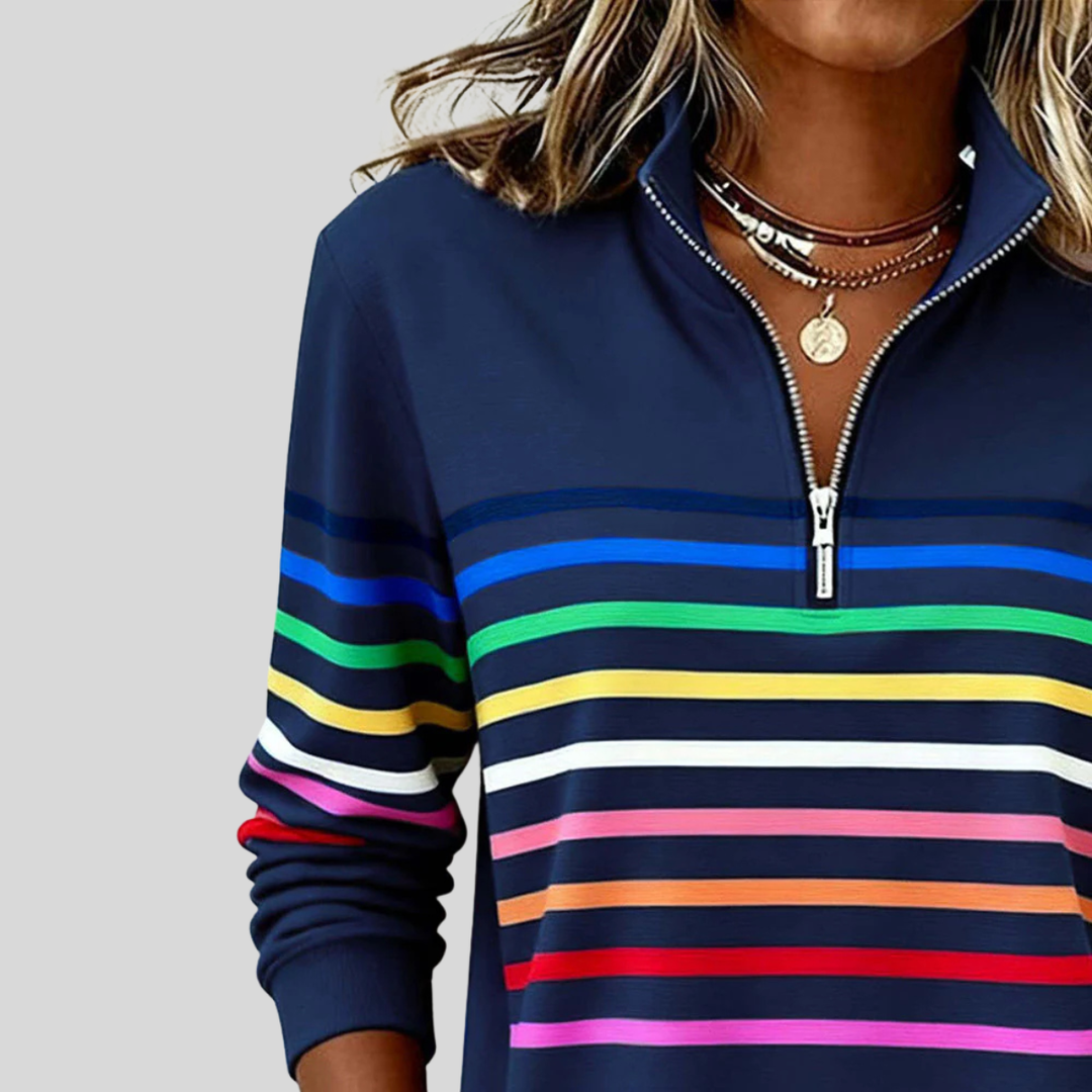 Prismeta striped quarter-zip sweatshirt for women