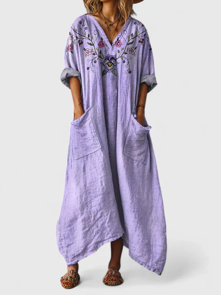 Elodie | Embroidered Relaxed Midi Dress