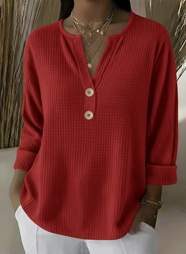 Lucia waffle henley top for women