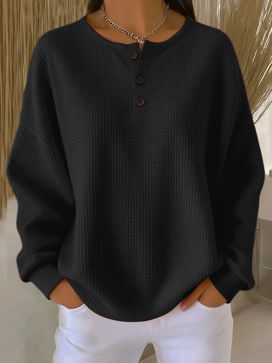 Marlowe waffle henley sweatshirt for women