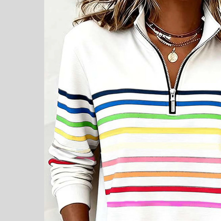Prismeta striped quarter-zip sweatshirt for women