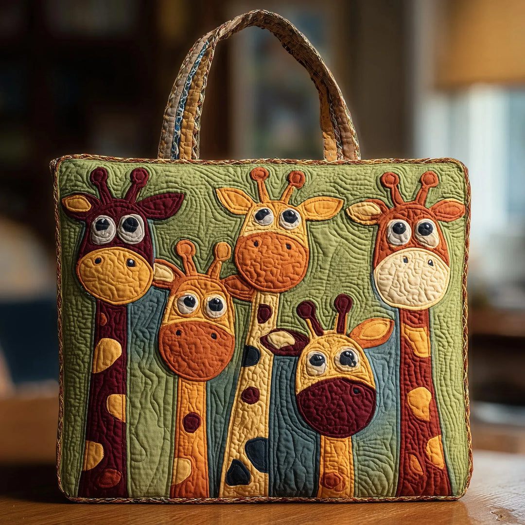 Giraffe handmade quilted tote for women