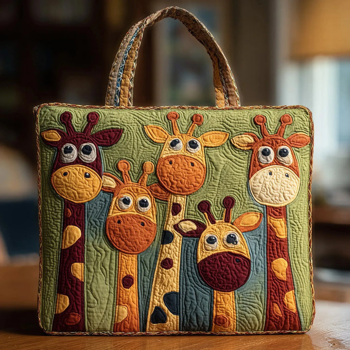Giraffe handmade quilted tote for women