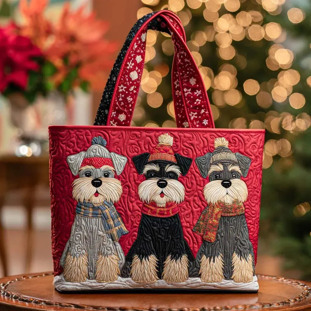 Schnauzer Trio quilted tote for women