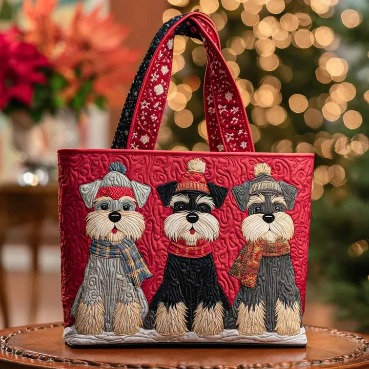 Schnauzer Trio quilted tote for women