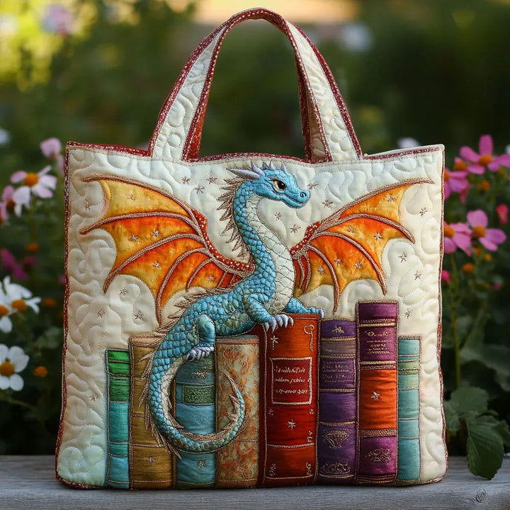 Book Guardian Dragon quilted tote for women