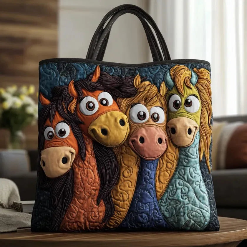 Magical Ponies quilted tote for women