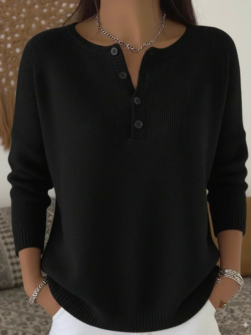 Herminia henley knit sweater for women