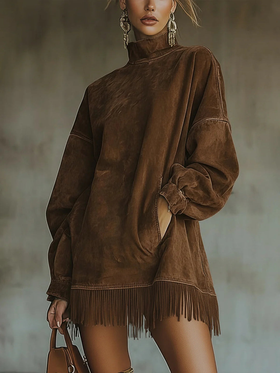 Sheri Cozy Fringe Dress – Ultra-Soft Comfort with Flirty Fringe