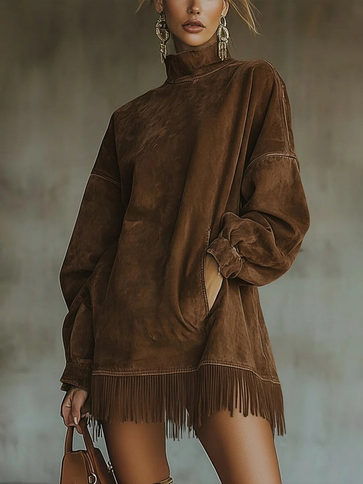 Sheri Cozy Fringe Dress – Ultra-Soft Comfort with Flirty Fringe