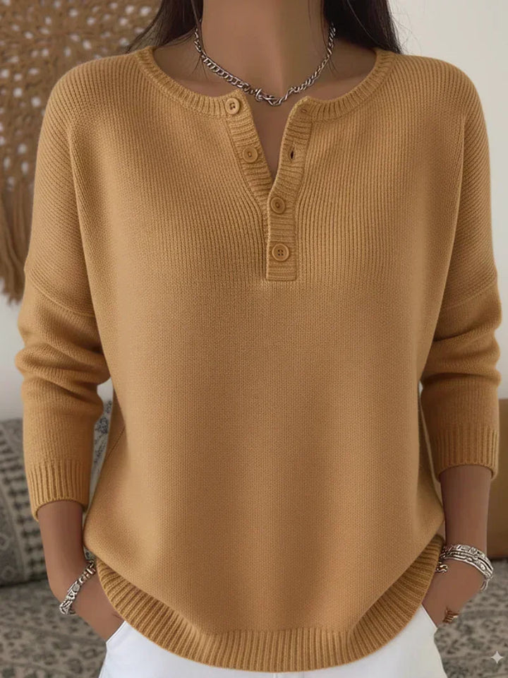 Herminia henley knit sweater for women