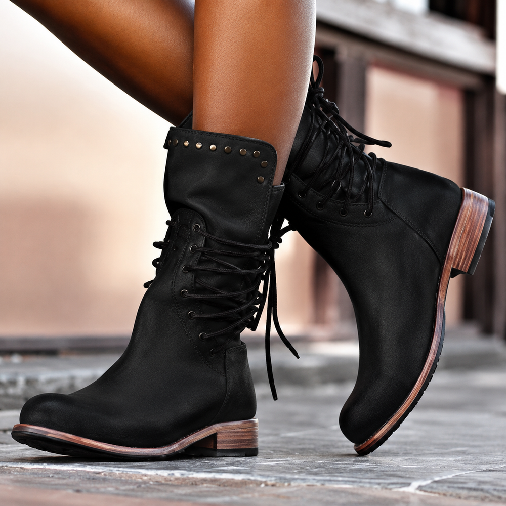 Nova fleece-lined cross-tie ankle boots for women