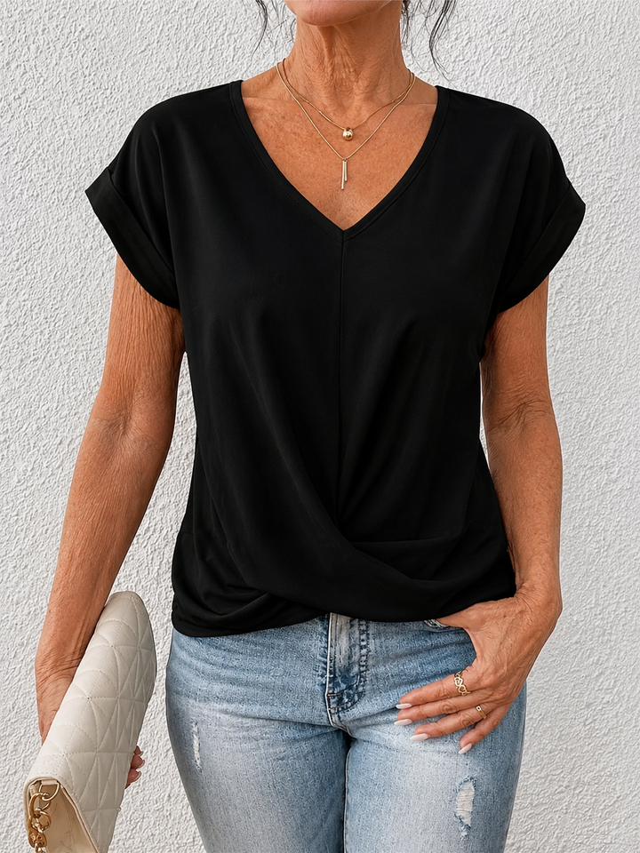 Yasmine | V-Neck Bow Drape Top