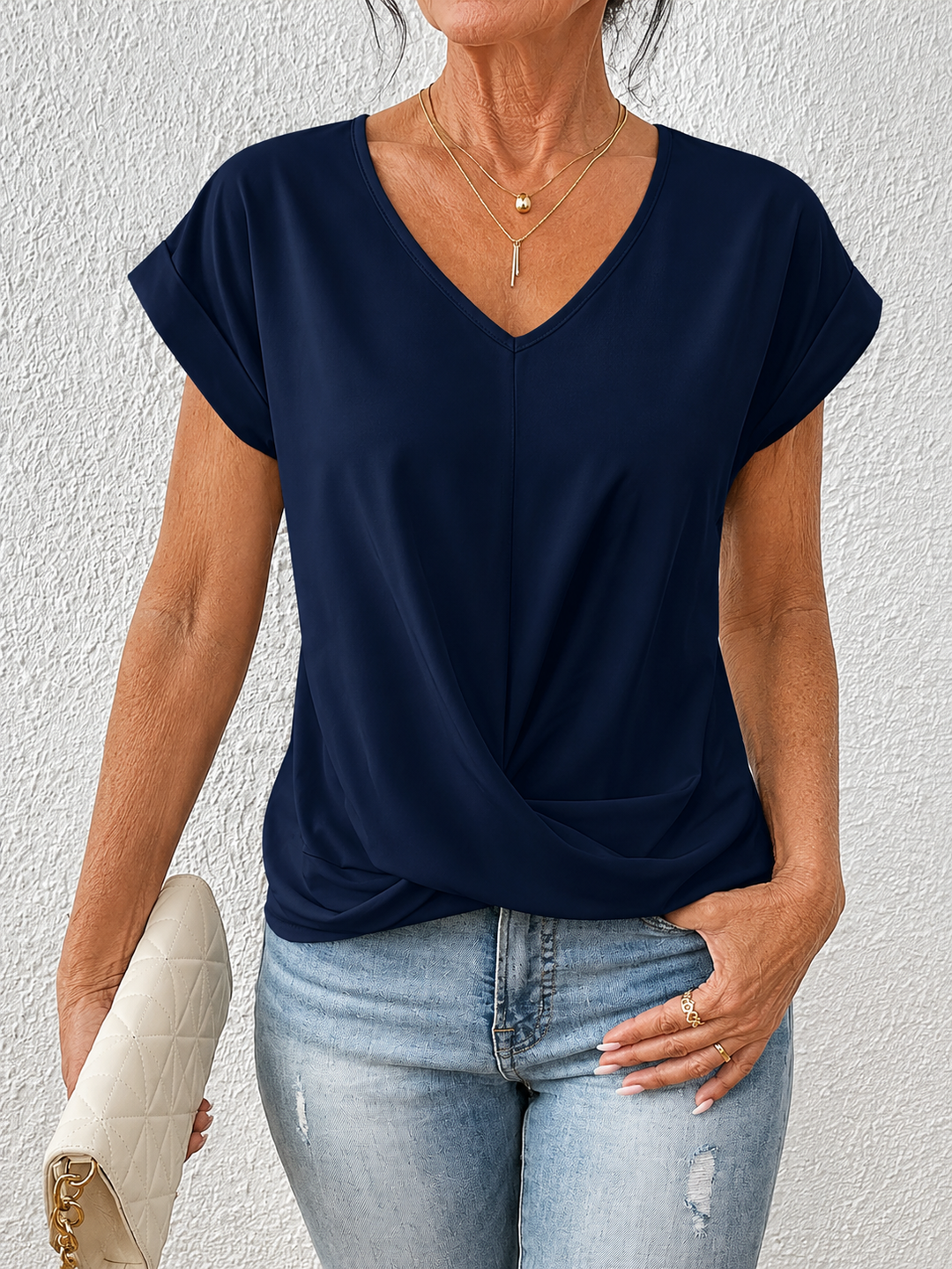 Yasmine | V-Neck Bow Drape Top