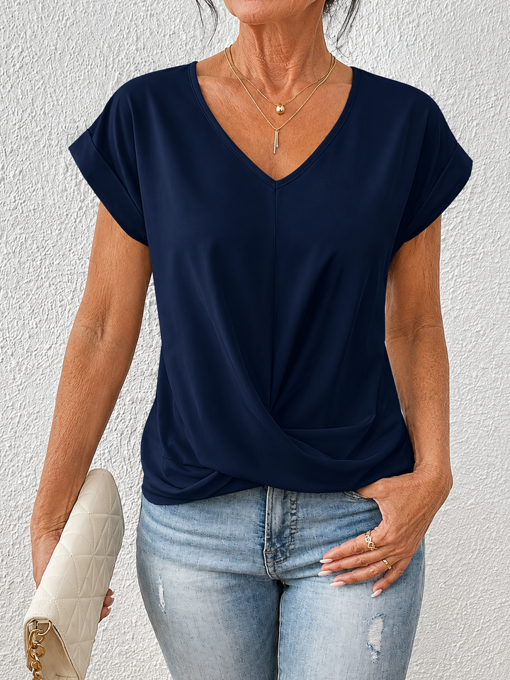 Yasmine | V-Neck Bow Drape Top