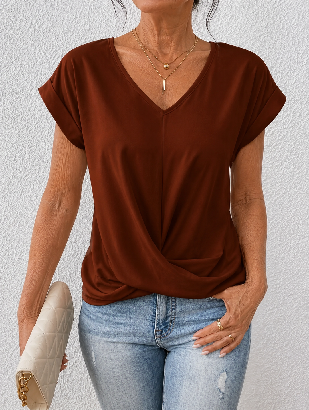 Yasmine | V-Neck Bow Drape Top