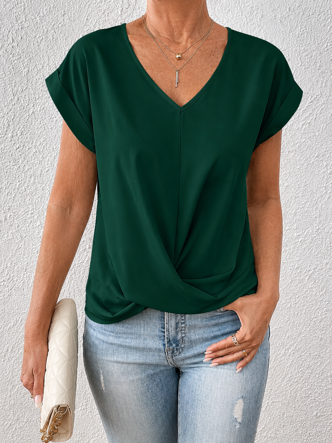 Yasmine | V-Neck Bow Drape Top