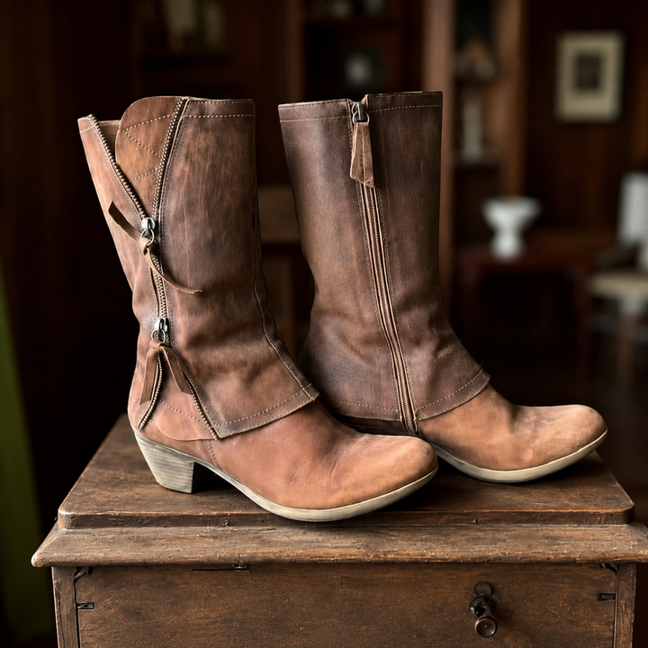 Amabel suede-look mid-calf boots for women