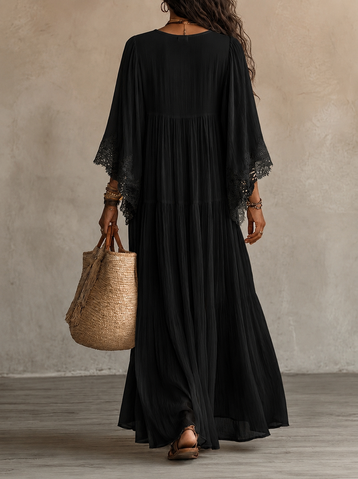 Celestina lace trim chiffon maxi dress for women