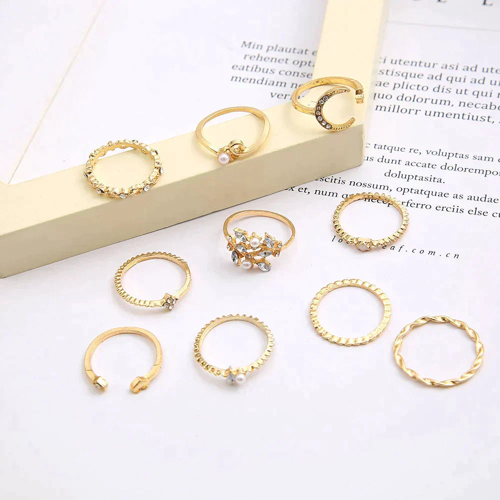 10 Pack of Bohemian Silver &amp; Gold Rings