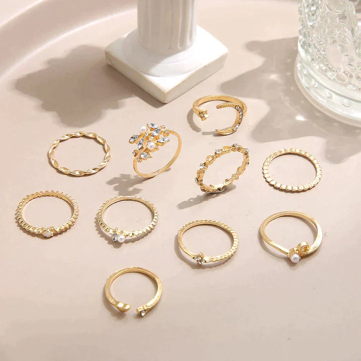 10 Pack of Bohemian Silver &amp; Gold Rings