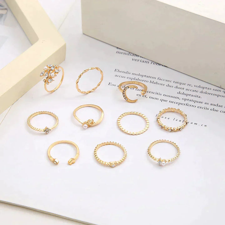 10 Pack of Bohemian Silver &amp; Gold Rings
