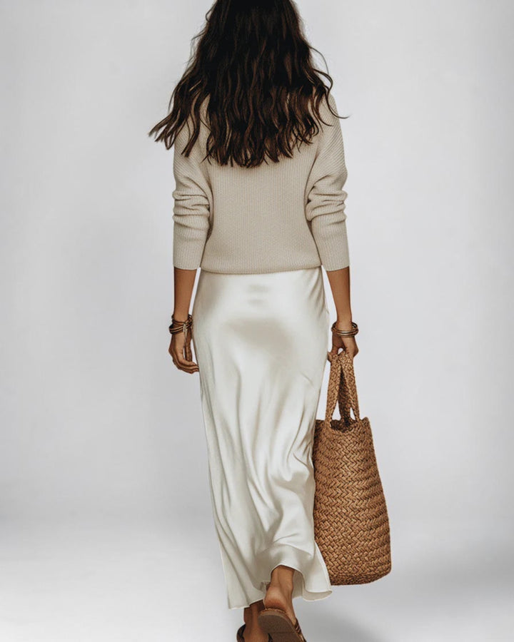 Betsy | Satin Midi Dress &amp; Knit Set