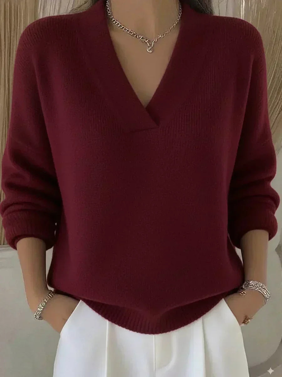 Valentina loose v-neck sweater for women