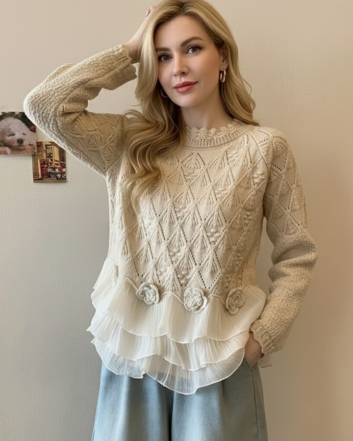 Elara | Ruffled Knit Peplum Sweater