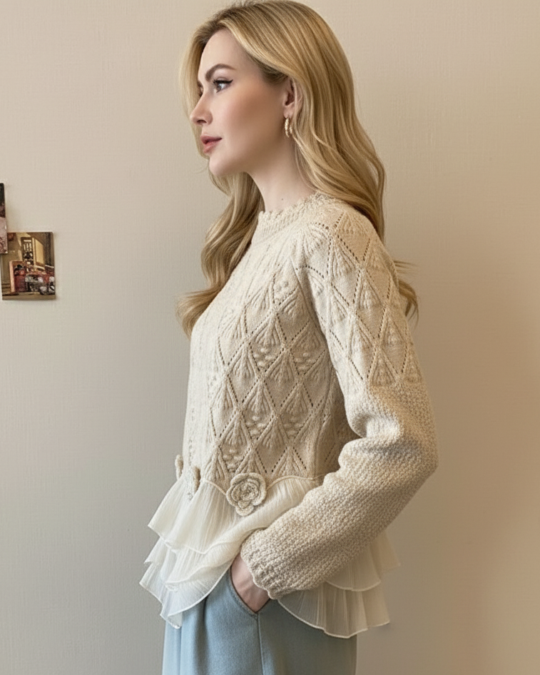 Elara | Ruffled Knit Peplum Sweater