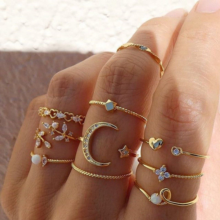 10 Pack of Bohemian Silver &amp; Gold Rings