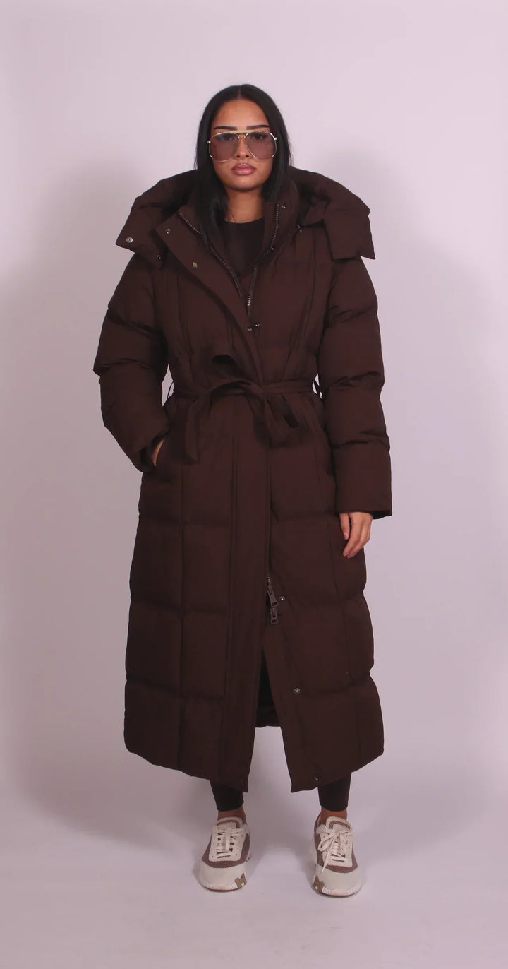 Hannah | Luxe Long Belted Puffer Coat