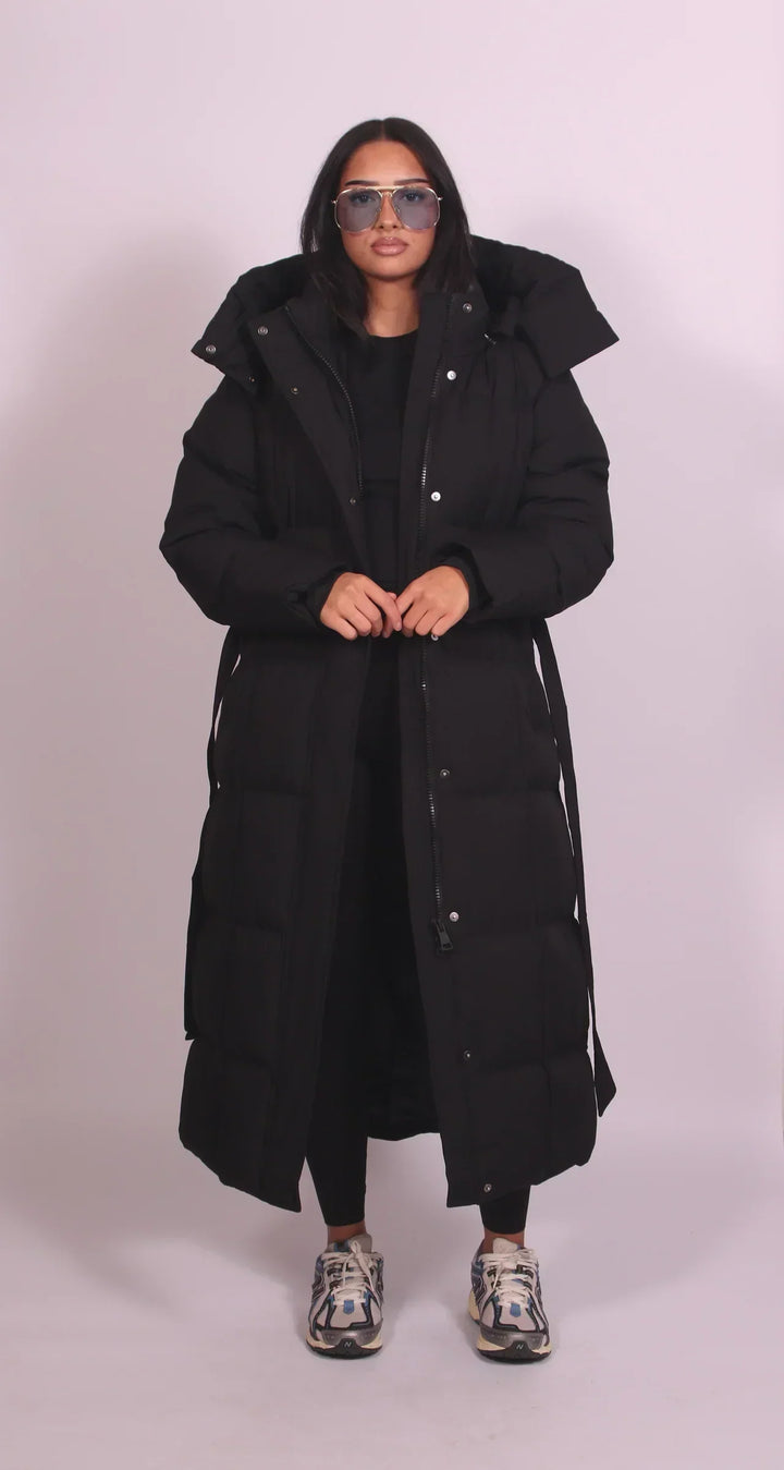 Hannah | Luxe Long Belted Puffer Coat