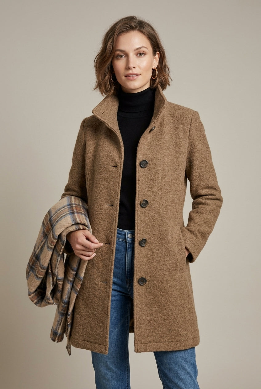 Isolde classic mid-length coat for women