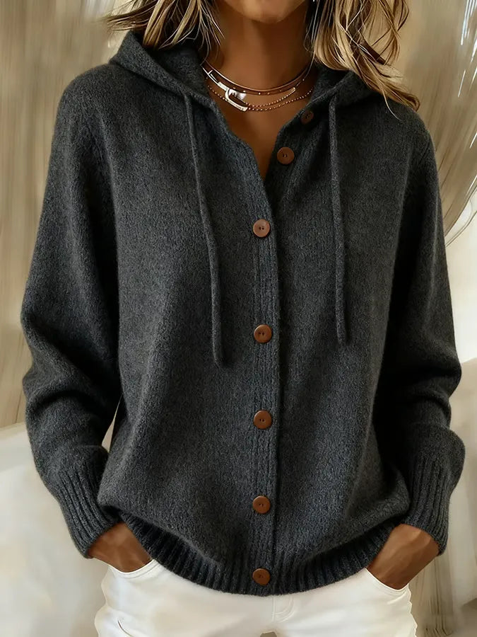 Begona hooded button cardigan for women