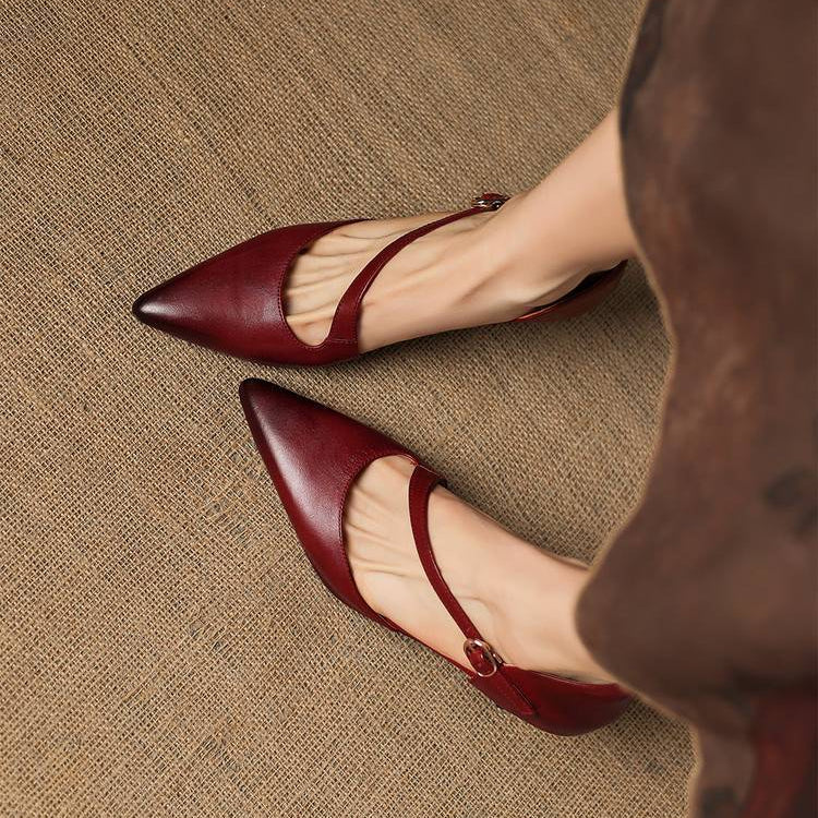Avena genuine leather crossover strap heels for women