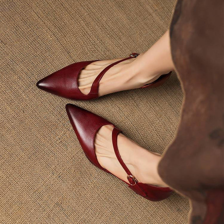 Avena genuine leather crossover strap heels for women