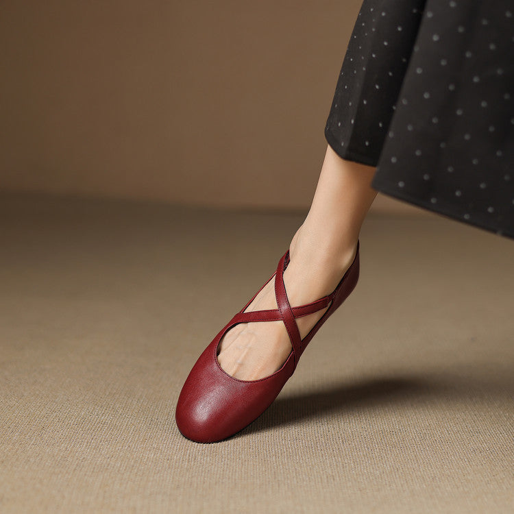 Zeor genuine leather flats for women