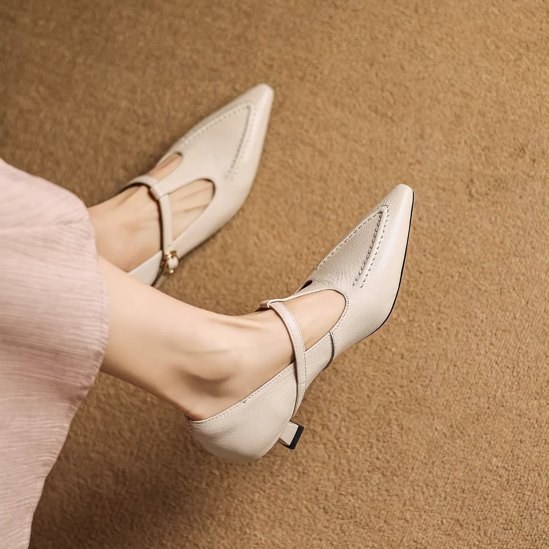 Tirea genuine leather heels for women
