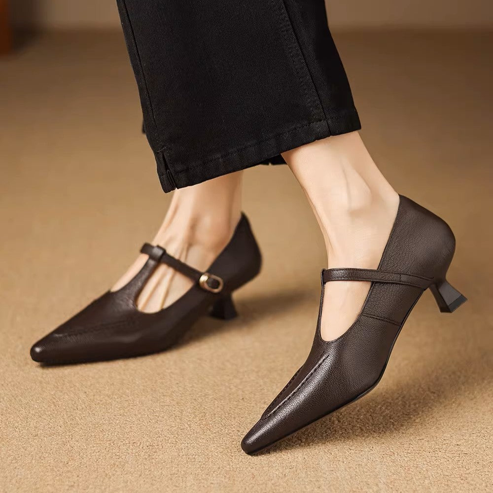Tirea genuine leather heels for women